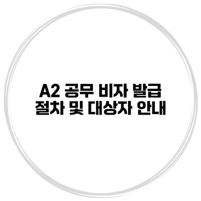 A2 공무 비자 발급 절차 및 대상자 안내