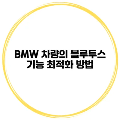 BMW 차량의 블루투스 기능 최적화 방법