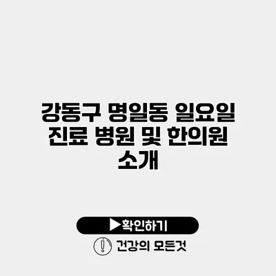 강동구 명일동 일요일 진료 병원 및 한의원 소개