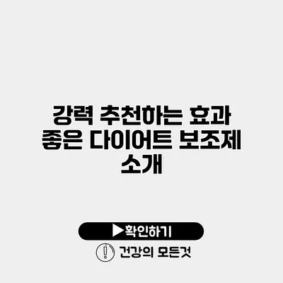 강력 추천하는 효과 좋은 다이어트 보조제 소개