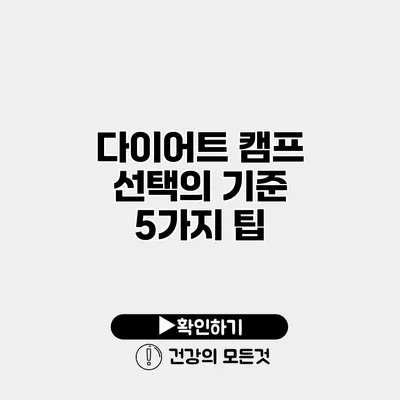 다이어트 캠프 선택의 기준 5가지 팁