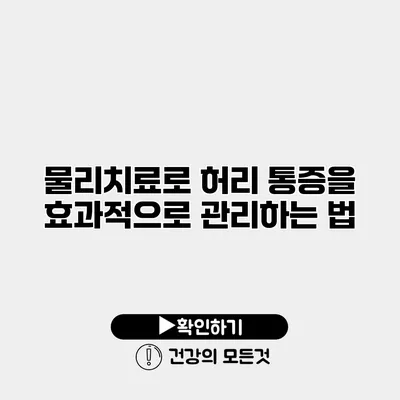 물리치료로 허리 통증을 효과적으로 관리하는 법