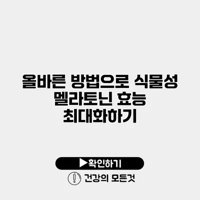 올바른 방법으로 식물성 멜라토닌 효능 최대화하기
