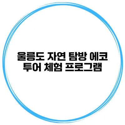 울릉도 자연 탐방 에코 투어 체험 프로그램
