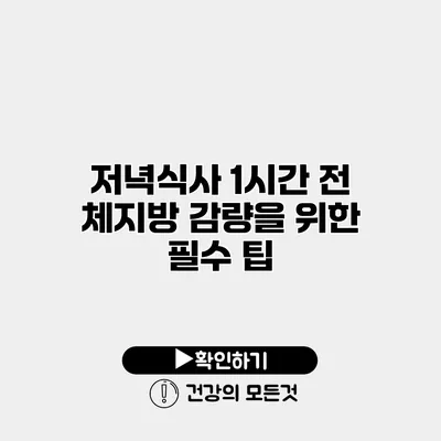 저녁식사 1시간 전 체지방 감량을 위한 필수 팁