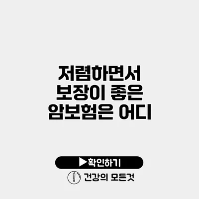 저렴하면서 보장이 좋은 암보험은 어디?