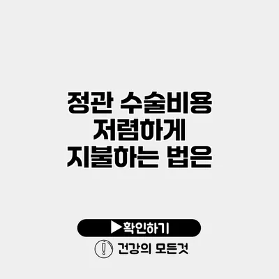 정관 수술비용 저렴하게 지불하는 법은?