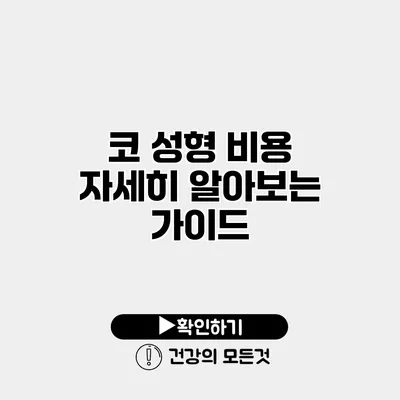 코 성형 비용 자세히 알아보는 가이드