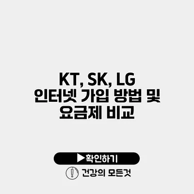 KT, SK, LG 인터넷 가입 방법 및 요금제 비교