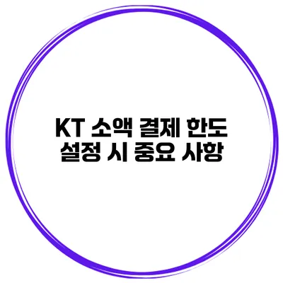 KT 소액 결제 한도 설정 시 중요 사항