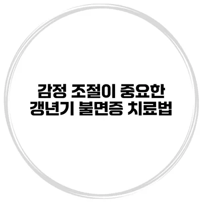 감정 조절이 중요한 갱년기 불면증 치료법