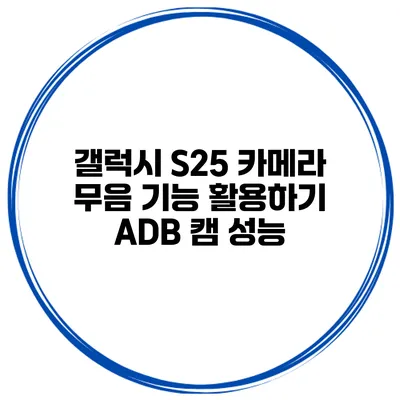 갤럭시 S25 카메라 무음 기능 활용하기 ADB 캠 성능