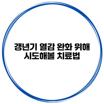갱년기 열감 완화 위해 시도해볼 치료법