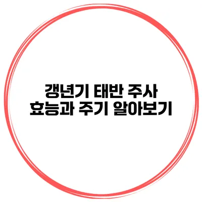 갱년기 태반 주사 효능과 주기 알아보기