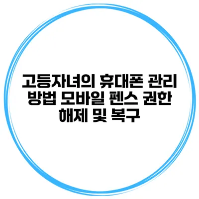 고등자녀의 휴대폰 관리 방법 모바일 펜스 권한 해제 및 복구