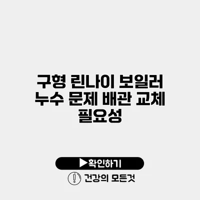 구형 린나이 보일러 누수 문제 배관 교체 필요성