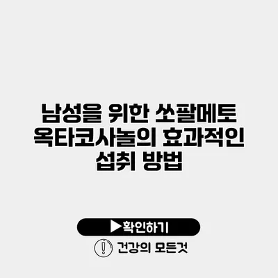 남성을 위한 쏘팔메토 옥타코사놀의 효과적인 섭취 방법