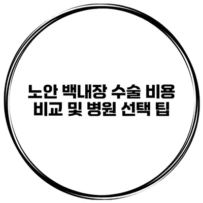 노안 백내장 수술 비용 비교 및 병원 선택 팁