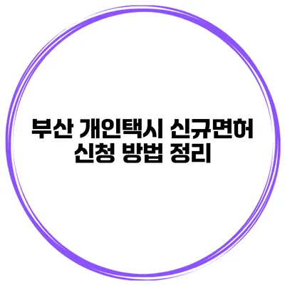 부산 개인택시 신규면허 신청 방법 정리
