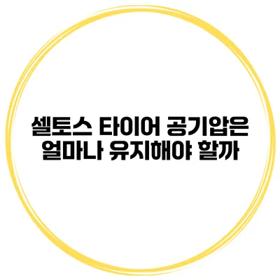 셀토스 타이어 공기압은 얼마나 유지해야 할까?