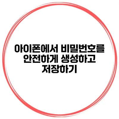 아이폰에서 비밀번호를 안전하게 생성하고 저장하기