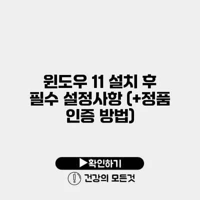 윈도우 11 설치 후 필수 설정사항 (+정품 인증 방법)