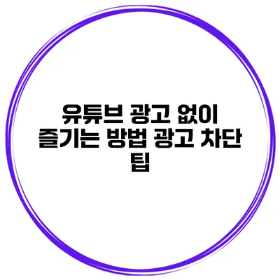 유튜브 광고 없이 즐기는 방법 광고 차단 팁