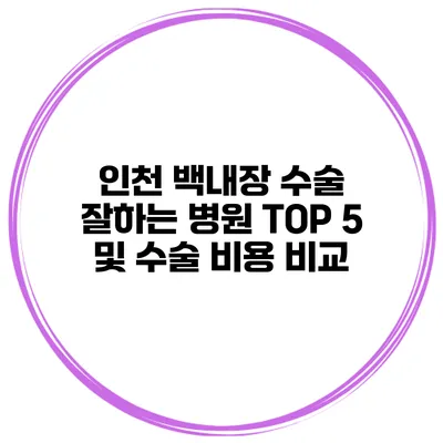 인천 백내장 수술 잘하는 병원 TOP 5 및 수술 비용 비교