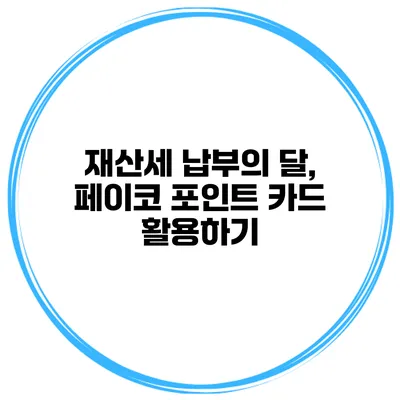 재산세 납부의 달, 페이코 포인트 카드 활용하기