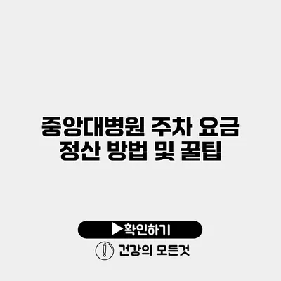중앙대병원 주차 요금 정산 방법 및 꿀팁