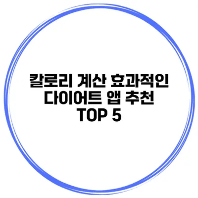 칼로리 계산 효과적인 다이어트 앱 추천 TOP 5