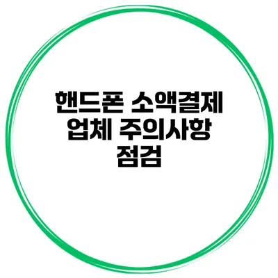 핸드폰 소액결제 업체 주의사항 점검